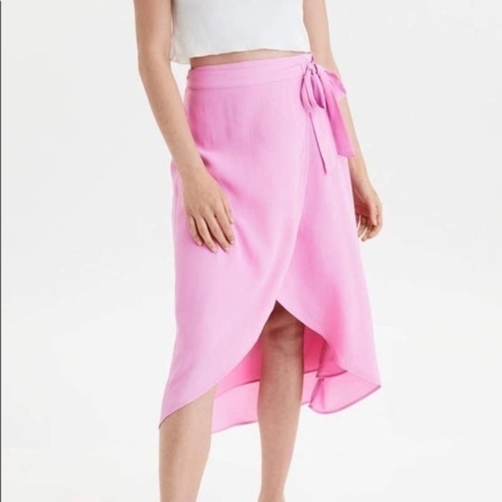 American Eagle wrap crepe midi skirt fully lined adjustable waist M